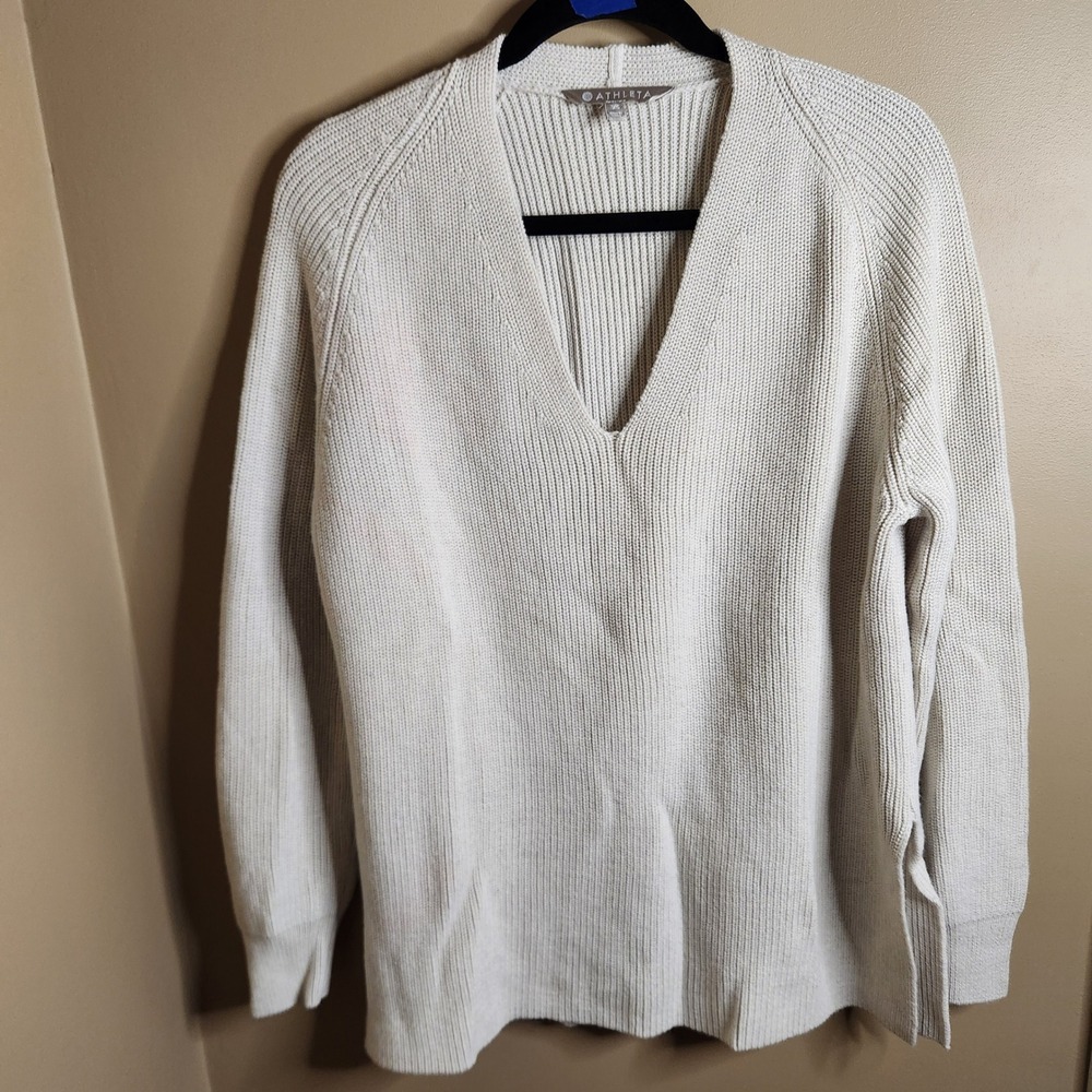 Athleta Switchback Pullover Sweater Cream XS 354141